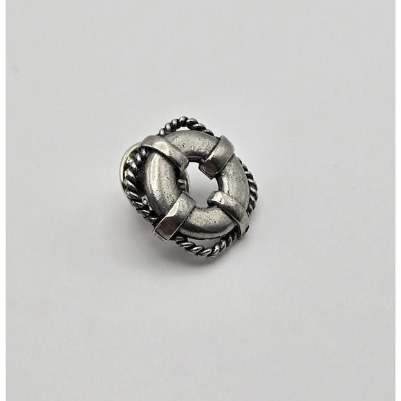 Life Preserver Lapel Pin Handcrafted Pewter Nautical Coastal Artist Signed NEW - Picture 3 of 10